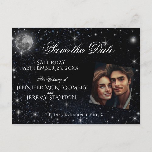 Save the Date Starry Night Add Photo Announcement Postcard