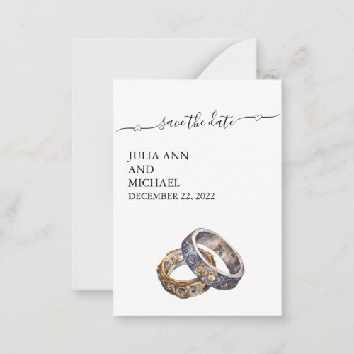 Save the Date SteamPunk Rings  Note Card