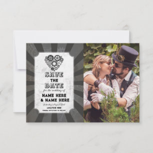 Save The Date Steampunk Wedding Hearts Photo