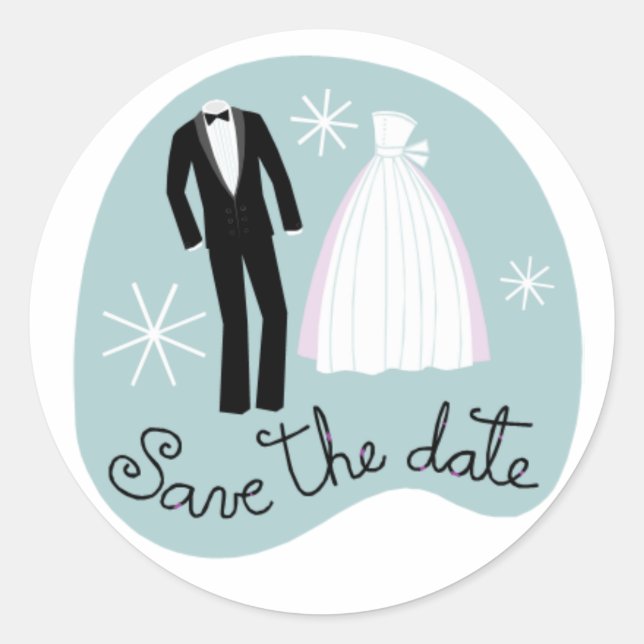 Save the Date Sticker - Blue (Front)