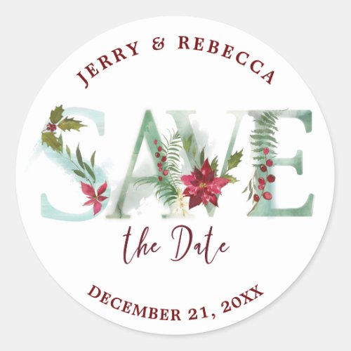 save the date sticker christmas winter