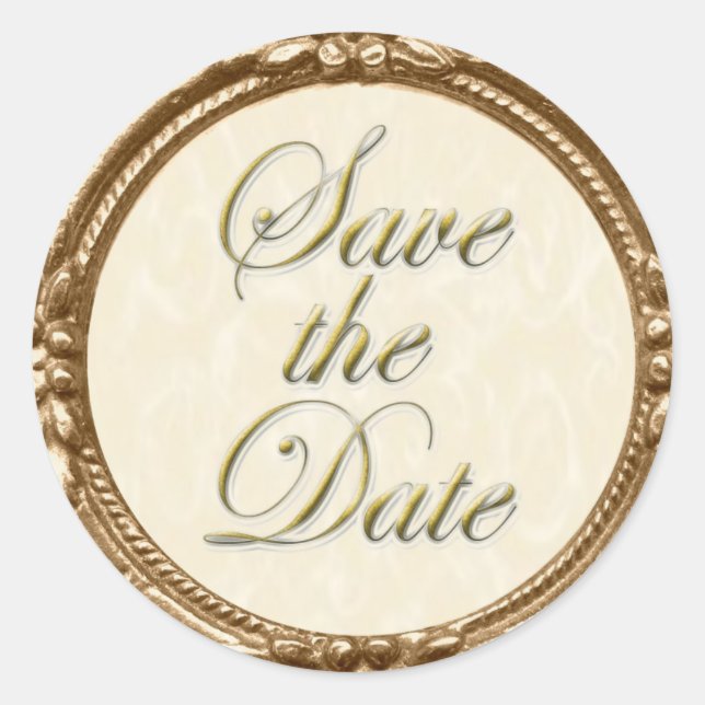 Save the Date Sticker/Seal Classic Round Sticker (Front)