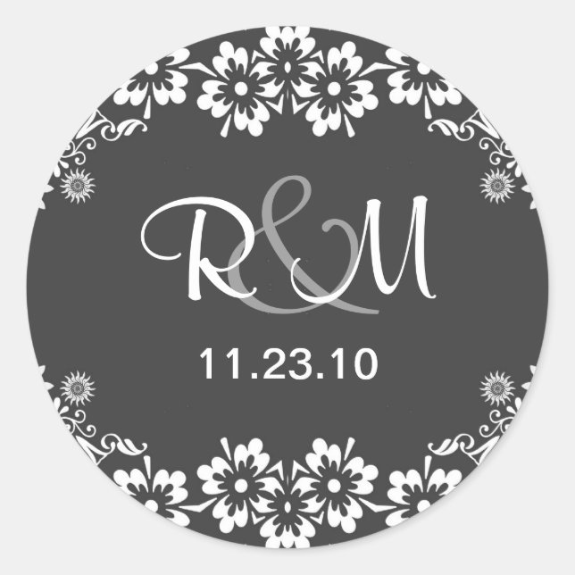 save the date sticker with monogram and date (Front)