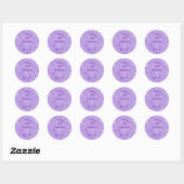 Save the date stickers, purple and white stars classic round sticker (Sheet)