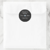 Save the date stickers, Silver Stars on Black Classic Round Sticker (Bag)