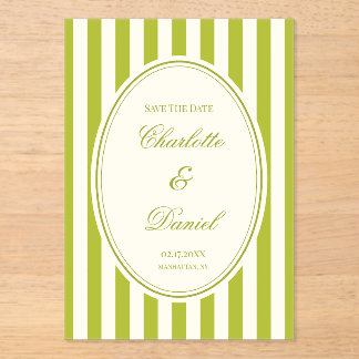 Save the Date Stripe Custom Chartreuse