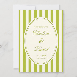 Save the Date Stripe Custom Chartreuse Invitation