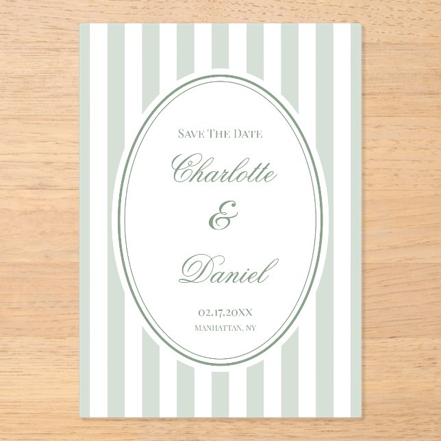 Save the Date Stripe Custom Mint (Front)