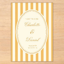 Save the Date Stripes Custom Mustard Yellow