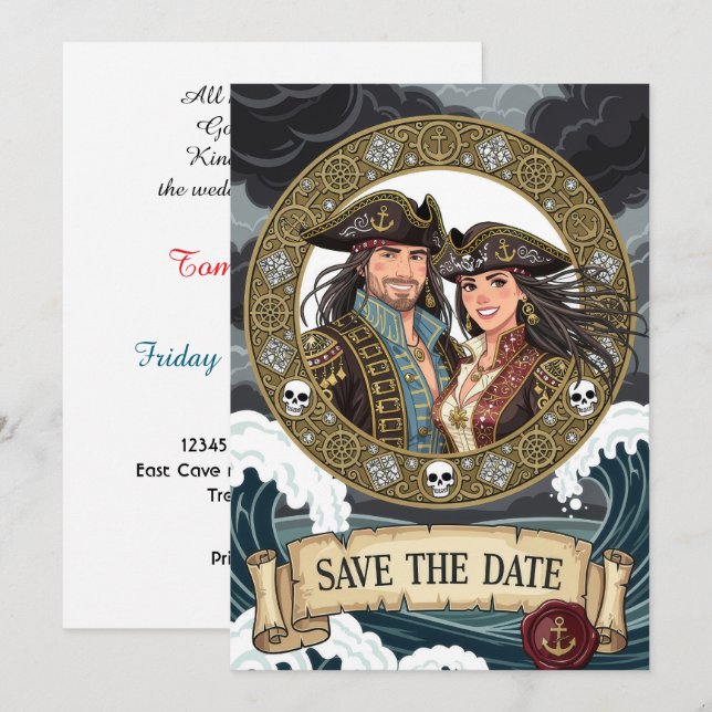 Save The Date Stunning Pirate Wedding (Front/Back)
