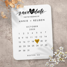 Save The Date Stylish Chic Calendar Magnet at Zazzle