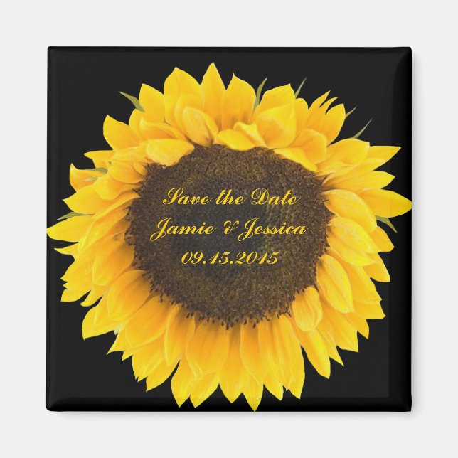 Save the Date Sunflower-choose magnet color (Front)