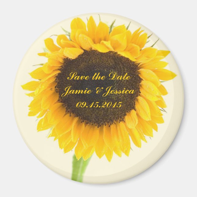 Save the Date Sunflower Magnet (Front)