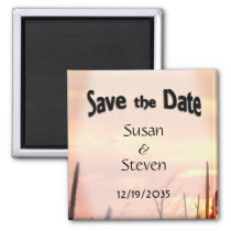 Save the Date Sunset Field Theme Wedding Magnet