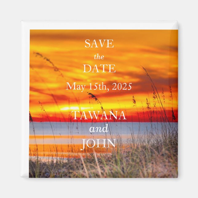Save the Date Sunset  Magnet (Front)