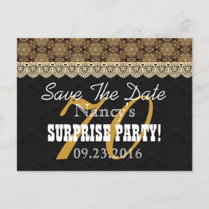 Save the Date SURPRISE 70th Birthday N02C GOLD Announcement Postcard