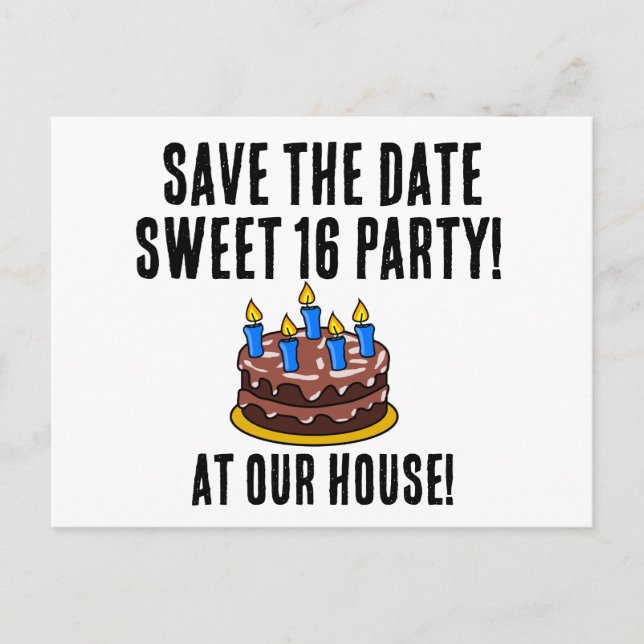 SAVE THE DATE SWEET 16 BIRTHDAY PARTY INVITATIONS (Front)