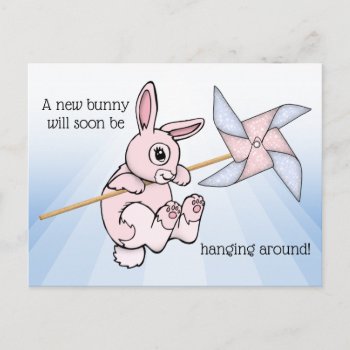 Save The Date Sweet Bunny Shower Announcement Postcard by colorwash at Zazzle