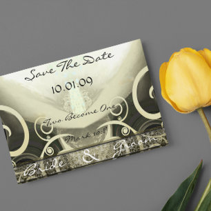 Save the Date Swirled Cala Lily Postcard