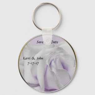 Save the Date Swirly Pale Violet Wedding Favor Keychain