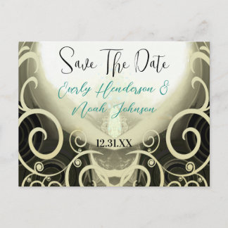 Save The Date - Tan Cala Lily with Swirls Announcement Postcard