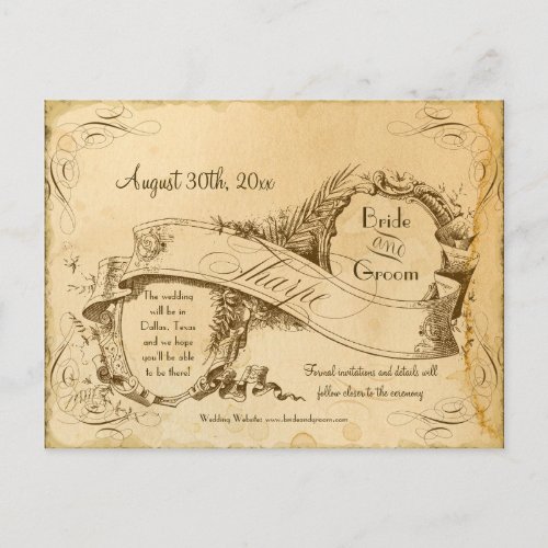 Save the Date _ Tea Stained Vintage Tharpe 3 Announcement Postcard