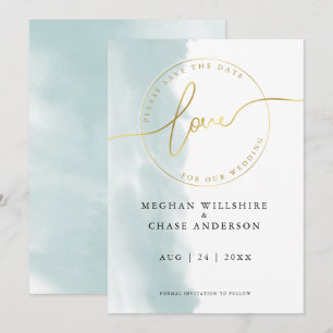 SAVE THE DATE   Teal Green Watercolor Invitation