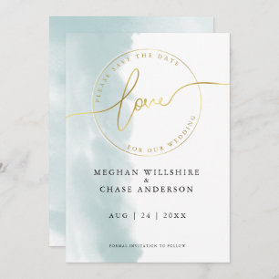 SAVE THE DATE Teal Green Watercolor Invitation