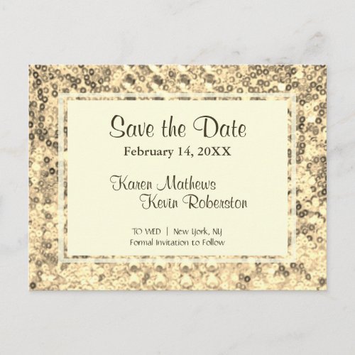 Save the Date  Teal Sequins Announcement Postcard