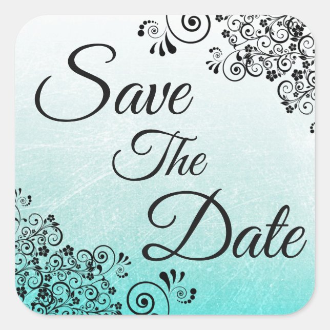 Save the Date Teal Textured Wedding Sticker (Front)