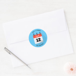 Save The Date tear off calendar Classic Round Sticker