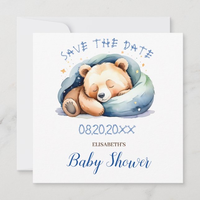 Save the date Teddy Bear Baby Shower Invitation (Front)