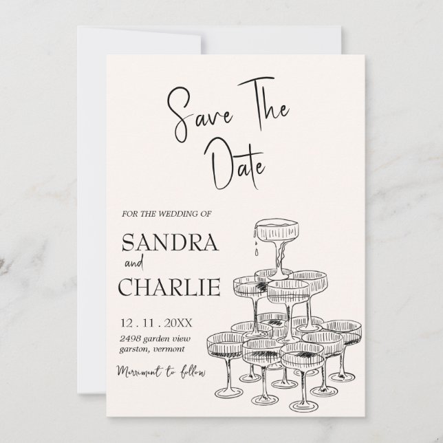  Save The Date Template | Hand Drawen wedding (Front)