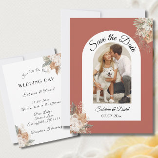 Save The Date Terracotta Arch Photo Invitation