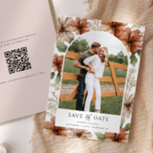 Save the Date Terracotta Floral Arched Photo