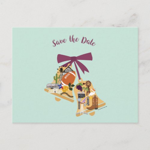 Save the Date Texas Wedding Bells Postcard