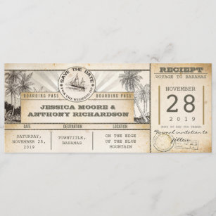 save the date tickets - vintage invitations