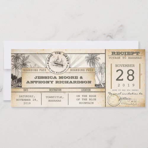 save the date tickets - vintage invitations