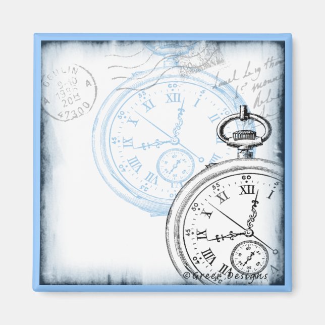 Save the Date Timepiece Pocketwatch Design Magnet (Front)