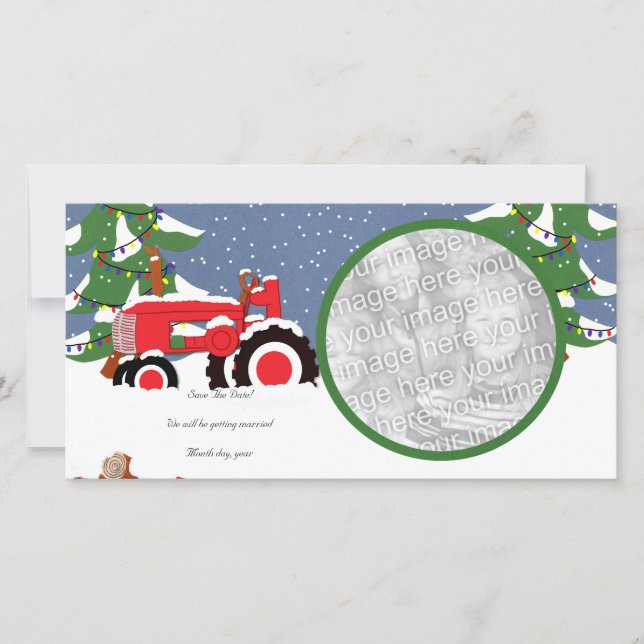 Save the Date Tractor Photo Card (Front)