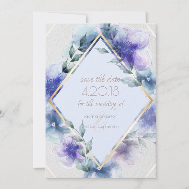 Save the Date | Translucent Watercolor Flowers (Front)