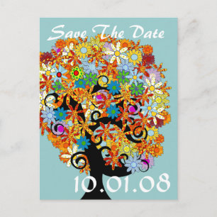 Save The Date - Tree of Flowers Announcement Postcard