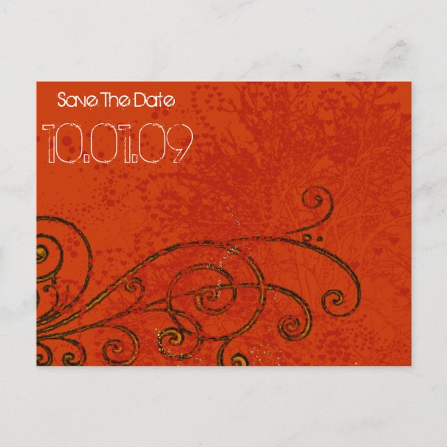 Save the Date- Tree Swirls - Customized Announcement Postcard (Front)