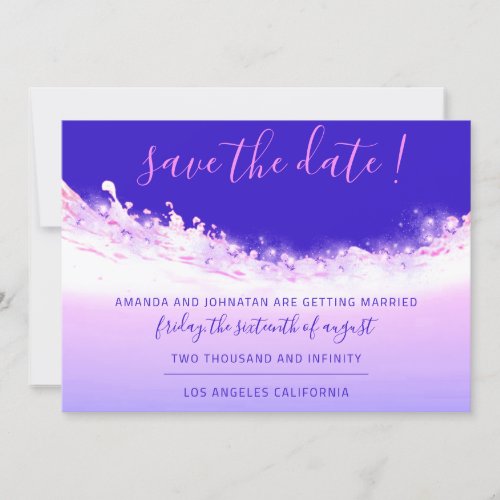 Save The Date Tropic Ocean Pink Wave Ombre Indygo