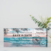 Save the Date Tropical Beach Lights Boarding Pass (Standing Front)