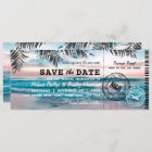 Save the Date Tropical Beach Lights Boarding Pass