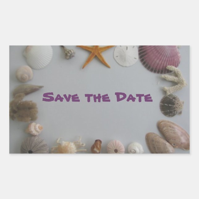 Save the Date/Tropical Destination Rectangular Sticker (Front)