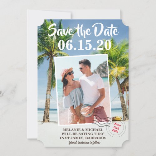Save the Date Tropical Luggage Tag Photo