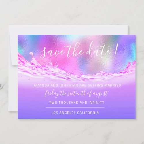 Save The Date Tropical Ocean Purple Pastels