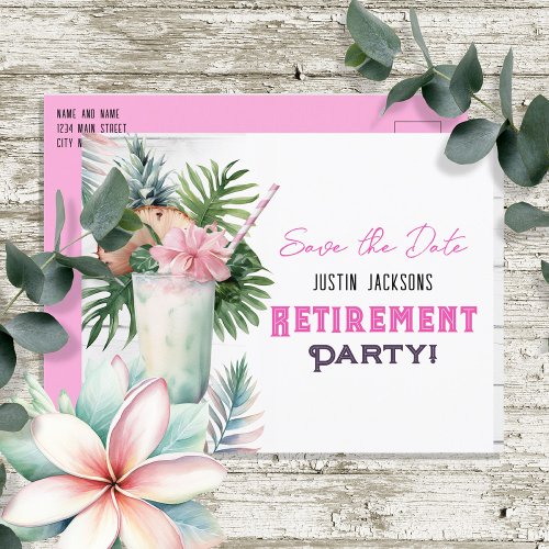 Save the Date Tropical Retirement Party Postcard